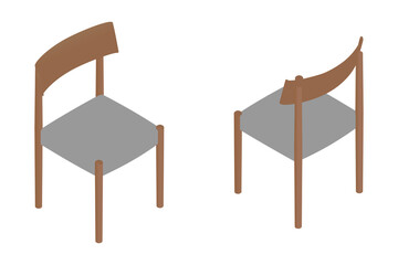 ダイニングチェアのアイソメ　チーク