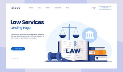 law firm and legal services concept, lawyer consultant, judicial, adviser, flat illustration vector landing page template