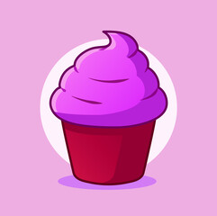 Pastelillo con betún rosa ilustración vectorial