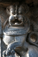 Fototapeta na wymiar Belur, Karnataka, India - Dec 19 2021, Belur and Halebidu temple carvings and sculptures, Hoysala temples - Chennakeshava Temple.