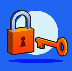 candado con llave ilustración vectorial