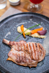 grilled pork chop with mashed potato,pork chop