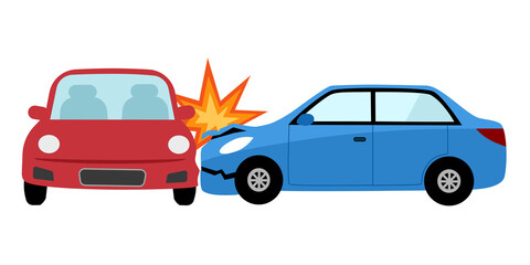Car crash accident in flat design on white background.