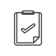 Checklist paper icon. Business work check or to-do-list document icon. Premium thin line vector illustrator.