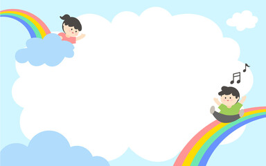 하늘에서 무지개를 타고 노는 아이들