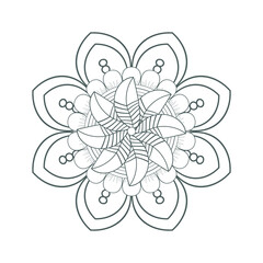 Fototapeta na wymiar Coloring Page for Adult for Fun and Refreshing. Hand Drawn Sketch for Adult Anti Stress Coloring Page. Decorative Doodle flowers in Black Isolated on White Background.-vector