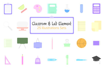 Classrom and Lab Elements Graphic Illustration