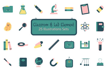 Classrom and Lab Elements Graphic Illustration