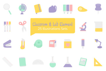 Classrom and Lab Elements Graphic Illustration