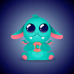 Little pot-bellied monster with a crest and big eyes