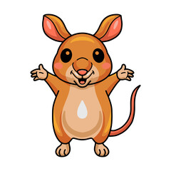 Cute little bandicoot cartoon raising hands