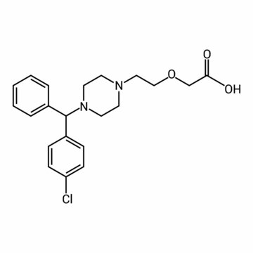 chemical structure of Cetirizine (C21H25ClN2O3)