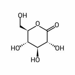 chemical structure of Glucono delta-lactone (C6H10O6)