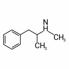 chemical structure of methamphetamine (C10H15N)