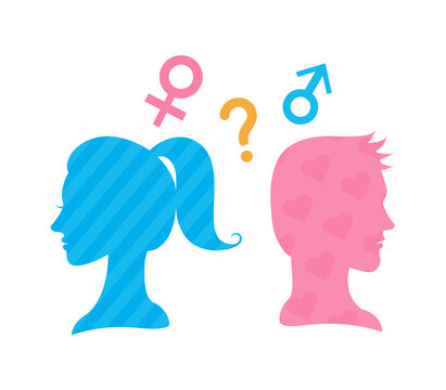 Gender and gender silhouettes and icons of men and women.