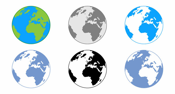 set of sex earth globe vector illustration on white background