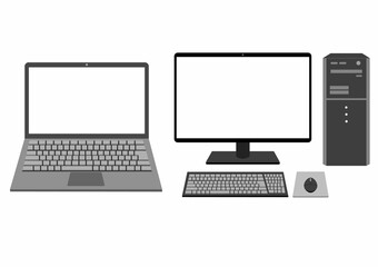 Fototapeta premium ノートパソコンとデスクトップパソコン