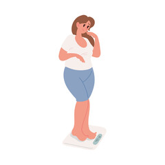 fat woman on the bathroom scale