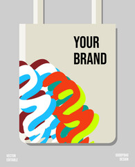 Creative shape colorful packaging print design, applied for pattern craft like tote bag and shopping bags, home industry production.