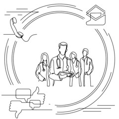 Concept visualization line icon drawing of healthcare and wellness infographics