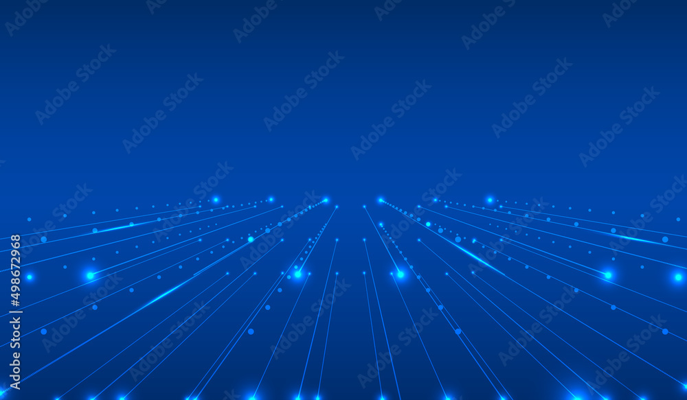 Aufkleber Abstract Stream Data Lines Landscape Perspective View Pattern Concept Vector. Futuristic 3D Grid Cyber Layout Futuristic Wireframe Illustration.