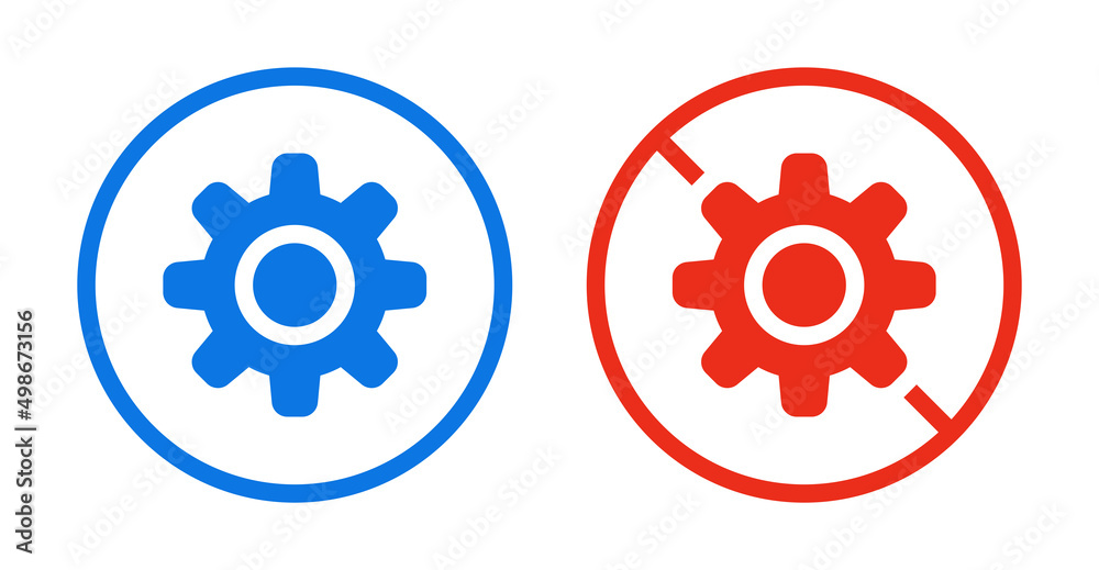 Aufkleber Setting and No setting sign icon isolated on white background.