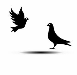 collection of black dove silhouettes isolated