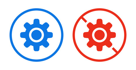 Setting and No setting sign icon isolated on white background.