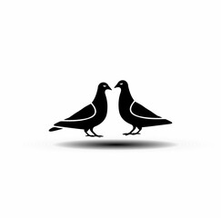 collection of black dove silhouettes isolated