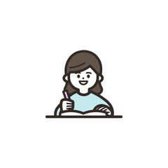 勉強している少女