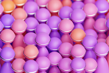 3d illustration of  pink and purple  balls.Set of  balls  on monocrome background, pattern. Geometry  background