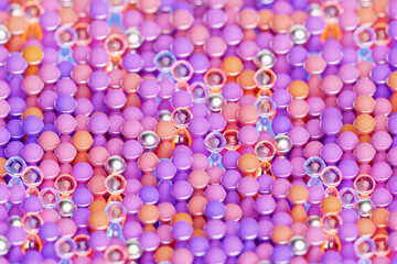 3d illustration of  pink and purple  balls.Set of  balls  on monocrome background, pattern. Geometry  background