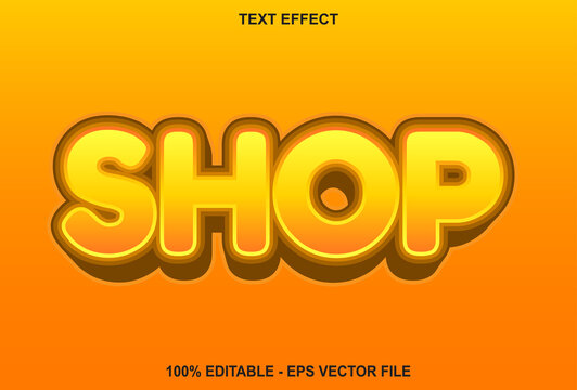 shop text effect with orange color for promotion