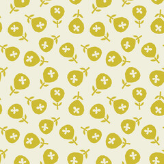Abstract botanical seamless pattern. Simple flower shape