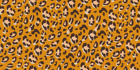 Leopard brown hand-drawn seamless pattern. Abstract. Animalistic print for fabric, paper. Vector background. 
