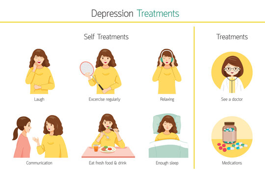 Infographic Of Depression Treatments In Woman