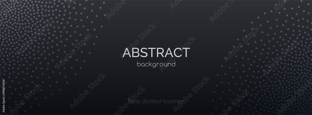 Sticker minimal dotted black vector long banner. abstract dark background with copy space for text. facebook