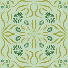 Floral folk damask pattern Fantasy flowers 