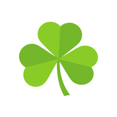 Clover green leaf on white background. celebration Irish holiday. Vector illustration