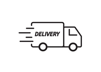Fototapeta premium Fast delivery truck. Fast shipping. Online order tracking. Design for website and mobile apps. Vector illustration.