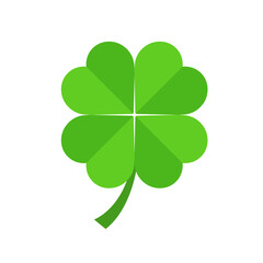 Four-leaf clover. Green leaves clover for Good Luck St Patrick's Day. Vector illustration