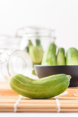 Fresh cucumber on white background