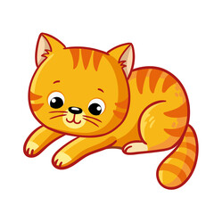 Cute ginger kitten on a white background. Vector illustration with a pet on a white background. - 498677382