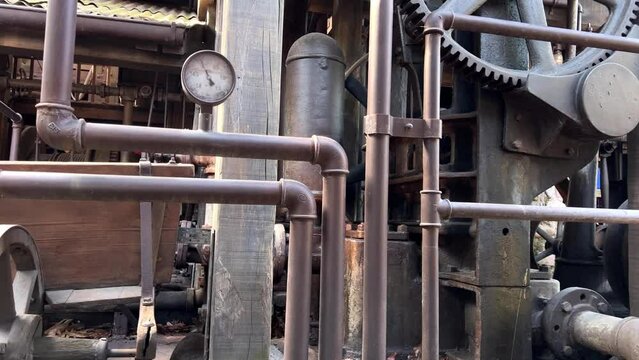 Miscellaneous spare parts for train and old car all antique metal and gears paravoz parts. High quality 4k footage