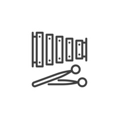 Xylophone and mallets line icon