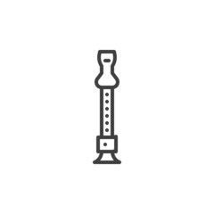 Recorder musical instrument line icon