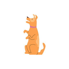 Spotted red dog with outline elements doing command flat style
