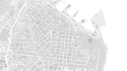 White and light grey Odesa City area vector background map, Odessa roads and water cartography illustration.