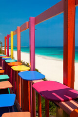 Caribbean beach bar Bahamas a colorful vacation resort