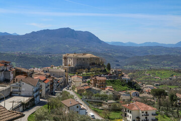 Fototapeta na wymiar Panoramic view of Gesualdo, a small village in the province of Avellino, Italy.
